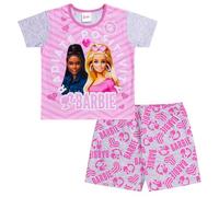Barbie Kurzer Schlafanzug aus Baumwolle für Mädchen, bequemes, stilvolles Nachtwäsche-Set, atmungsaktiver Schlafanzug für Mädchen, grau, 9-10 Years