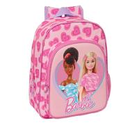 BARBIE LOVE Animierter Schulrucksack, Kinderrucksack, Kinderrucksack, anpassbar an den Kinderwagen, ideal für Kinder im Schulalter, bequem und vielseitig, Qualität und Stärke, 26 x 11 x 34 cm, Rosa,