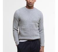 Barbour Casey Cable-Knit Crew Neck Jumper - Light Grey - L Pullover mit Patchwork-Muster Winter- und Anglerpullover