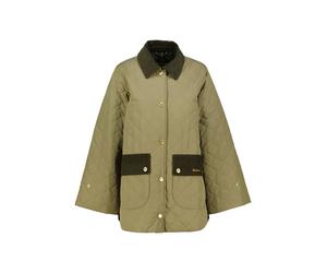 Barbour Damen Steppjacke mit Cordkragen CORINNE Relaxed Fit, khaki, Gr. 42