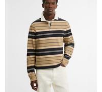 Barbour Frith Striped Rugby Shirt - Stone - XXL Polo-Shirt im klassischen Stil Poloshirts