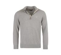 Barbour Pima Cotton Half Zip Sweater - Grey Marl - XL Grauer Pullover mit Tartan-Reißverschluss Pullover mit Reißverschluss