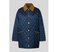 Barbour Regular Fit Steppjacke mit Cord-Besatz Modell 'MODERN LIDDESDALE' in Marine, Größe 38