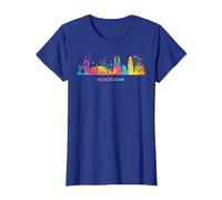 Barcelonische Skyline, buntes Stadtbild Barcelona T-Shirt, Damen, Königsblau, 3XL
