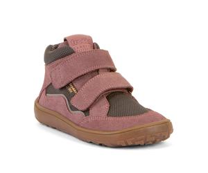 Barfußschuh FRODDO "BAREFOOT TEX AUTUMN", Kinder, Gr. 28, rosa (rosa, grau), Textil, Veloursleder, Schuhe Barfußschuh, Klettschuh, Winterstiefel mit TEX-Membrane (52708333-28) rosa, grau