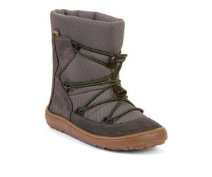 Barfußschuh FRODDO "BAREFOOT TEX TRACK", Mädchen, Gr. 28, grau, Textil, Veloursleder, Schuhe Barfußschuh, Snowboots, Winterstiefel mit TEX-Membrane (29255346-28) grau