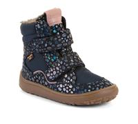Barfußschuh FRODDO "BAREFOOT TEX WINTER", Kinder, Gr. 29, blau (blau, metallic, kombiniert), Mesh, Veloursleder, Schuhe Barfußschuh, Klettschuh, Winterstiefel mit TEX-Membrane (26860367-29) blau, meta