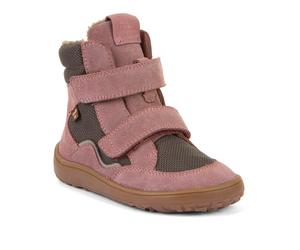 Barfußschuh FRODDO "BAREFOOT TEX WINTER", Mädchen, Gr. 24, grau, rosa, Textil, Veloursleder, Basic, Schuhe Barfußschuh, Klettschuh, Winterstiefel mit TEX-Membrane (36615356-24) grau, rosa