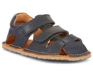 Barfußschuh FRODDO "Sandale Flexy Avi", Jungen, Gr. 24, blau (dunkelblau), Leder, unifarben, Schuhe Barfußschuh, Sommerschuh, Poolslides, Klettschuh, mit zwei Klettverschlüsse (89420145-24) dunkelblau