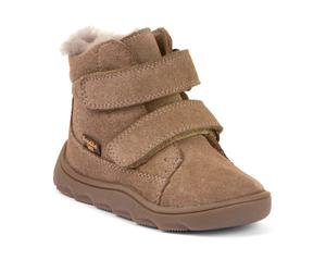 Barfußschuh FRODDO "ZERU TEX FURRY BAREFOOT", Damen, Gr. 29, braun (natur), Veloursleder, Schuhe Barfußschuh, Klettstiefelette, Winterstiefel mit TEX-Ausstattung (33594054-29) natur