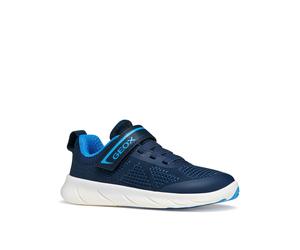 Barfußschuh GEOX "J FOOT-RUN BOY", Jungen, Gr. 30, blau, Textil, Schuhe Barfußschuh, Klettschuh mit Logo, Größenschablone zum Download (77162805-30) blau