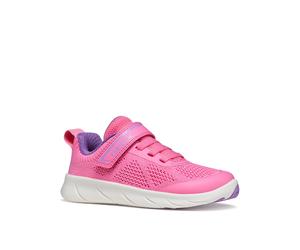 Barfußschuh GEOX "J FOOT-RUN GIRL", Jungen, Gr. 31, pink (pink, lila), Lederimitat, Textil, Mesh, Schuhe Barfußschuh, Halbschuh mit Klettverschluss, Größenschablone zum Download (63550765-31) pink, li