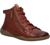 Barfußschuh JOSEF SEIBEL "Wynona 15", Damen, Gr. 38, schwarz-weiß (bordeaux), Leder, Schuhe Barfußschuh, Schnürboots mit zwei Reißverschlüssen, Weite G (=weit) (81069859-38) bordeaux