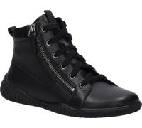 Barfußschuh JOSEF SEIBEL "Wynona 15", Damen, Gr. 39, schwarz-weiß (schwarz), Leder, Schuhe Barfußschuh, Schnürboots mit zwei Reißverschlüssen, Weite G (=weit) (57379826-39) schwarz