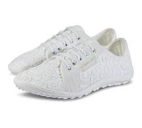 Barfußschuh LEGUANO "AMALFI", Damen, Gr. 43, weiß, Textil, Schuhe Barfußschuh, mit Fantasy Muster, Freizeitschuh, Halbschuh, Schnürschuh, Topseller (86404144-43)