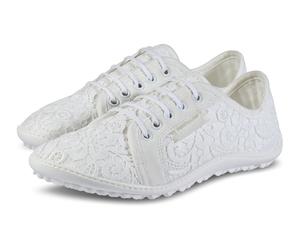 Barfußschuh LEGUANO "AMALFI", Damen, Gr. 43, weiß, Textil, Schuhe Barfußschuh, mit Fantasy Muster, Freizeitschuh, Halbschuh, Schnürschuh, Topseller (86404144-43)