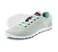 Barfußschuh LEGUANO "GO", Damen, Gr. 43, grau (grau, mint), Textil, Schuhe Barfußschuh, mit praktischer Schnürung, Freizeitschuh, Halbschuh, Schnürschuh (84845634-43) grau, mint