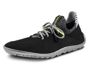 Barfußschuh LEGUANO "Inspiro", Herren, Gr. 44, schwarz (schwarz, grau, neon), Textil, kontrastfarbene Details, Schuhe Barfußschuh Schnürschuh, Slip-On-Sneaker, Bequemschuh, Komfortschuh mit Kontrastbe