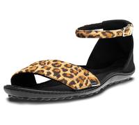 Barfußschuh LEGUANO "JARA", Damen, Gr. 41, braun (leofarben), Textil, Schuhe Barfußschuh, Sommerschuh, Riemchensandale, Flats in angesagter Leo-Optik (85018254-41) leofarben