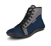 Barfußschuh LEGUANO "JASPAR", Damen, Gr. 44, blau (blau, grau), Textil, Schuhe Barfußschuh Schnürboots, Bequemschuh, Schnürboots mit speziell entwickelter Laufsohle (49483340-44) blau, grau