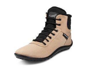 Barfußschuh LEGUANO "KOSMO", Damen, Gr. 39, beige (sand), Textil, Schuhe Schnürboots Barfußschuh, Bequemschuh, Schnürboots mit einzigartiger Halbkugel-Laufsohle (87291808-39) sand