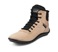 Barfußschuh LEGUANO "KOSMO", Damen, Gr. 43, beige (sand), Textil, sportlich, Schuhe Barfußschuh Schnürboots, Bequemschuh, Schnürboots mit einzigartiger Halbkugel-Laufsohle (87291808-43) sand