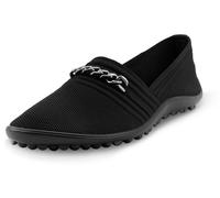 Barfußschuh LEGUANO "LADY FAMOUS", Damen, Gr. 43, schwarz, Textil, Schuhe Barfußschuh, Flats, Ballerina, Bequemschuh mit goldfarbener Zierkette (89922421-43) schwarz
