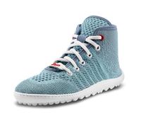 Barfußschuh LEGUANO "LEGUANITO GO", Mädchen, Gr. 23, grün (hellblau, grau), Textil, Schuhe Barfußschuh, Schnürer, High-Top-Sneaker mit biegsamer LIFOLITSohle (58402222-23) hellblau, grau