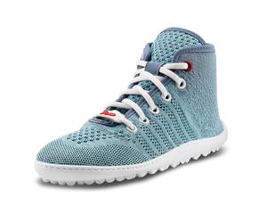 Barfußschuh LEGUANO "leguanito go", Mädchen, Gr. 31, grün (hellblau, grau), Textil, Schuhe Barfußschuh, Schnürer, High-Top-Sneaker mit biegsamer LIFOLITSohle (58402222-31)