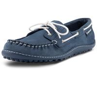 Barfußschuh LEGUANO "MORECASSIN", Damen, Gr. 38, blau, Nubukleder, Schuhe Barfußschuh, Schnürschuh, Halbschuh, Mokassin mit modischen Durchzügen (50003356-38) blau