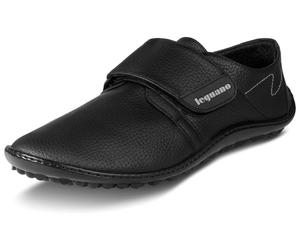 Barfußschuh LEGUANO "NERON", Gr. 37, schwarz, Lederimitat, Schuhe Barfußschuh, Klettschuh, Bequemschuh, Flats mit praktischem Klettverschluss (87775430-37) schwarz
