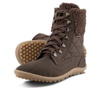 Barfußschuh LEGUANO "NICEBARE", Damen, Gr. 37, dunkelbraun, Textil, Schuhe Barfußschuh, Schnürschuh, Winterboots mit Fellimitat am Schaftrand (64552744-37) dunkelbraun
