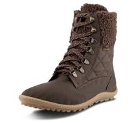 Barfußschuh LEGUANO "NICEBARE", Damen, Gr. 38, dunkelbraun, Textil, Schuhe Barfußschuh, Schnürschuh, Winterboots mit Fellimitat am Schaftrand (64552744-38)