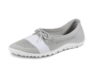 Barfußschuh LEGUANO "STLYE PEAR", Damen, Gr. 36, grau (grau, weiß), Textil, Schuhe Barfußschuh, Slipper, Freizeitschuh, Bequemschuh verstärkt das taktile Empfinden (27589569-36) grau, weiß