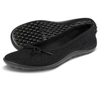 Barfußschuh LEGUANO "TANGO", Damen, Gr. 43, schwarz, Textil, Schuhe Barfußschuh, Ballerina, Slipper, Bequemschuh mit Zierschleife und Glitzer (64053047-43)
