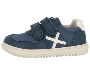 Barfußschuh LURCHI "Monti Barefoot", Kinder, Gr. 30, blau (navy, weiß), Glattleder, Textil, Schuhe Barfußschuh, Sneaker mit Kontrastbesatz, Größenschablone zum Download (16375733-30) navy, weiß