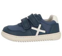 Barfußschuh LURCHI "Monti Barefoot", Mädchen, Gr. 32, blau (navy, weiß), Glattleder, Textil, Schuhe Barfußschuh, Sneaker mit Kontrastbesatz, Größenschablone zum Download (16375733-32)