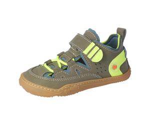 Barfußschuh QNUFFS "Lerche", Jungen, Gr. 29, oliv, storm, Lederimitat, Textil, kontrastfarbene Details, Schuhe Barfußschuh, Sneaker, Halbschuh, Sneaker mit Namenschild an der Ferse (74600801-29) oliv,