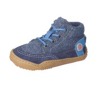 Barfußschuh QNUFFS "WEIDE", Mädchen, Gr. 22, blau, Textil, Veloursleder, Schuhe Barfußschuh, Schnürschuh mit Namenschild an der Rückseite (47281436-22) blau