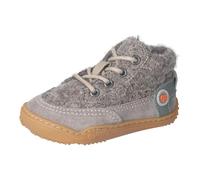 Barfußschuh QNUFFS "WEIDE", Mädchen, Gr. 28, beige (grau), Textil, Veloursleder, Schuhe Barfußschuh, Schnürschuh mit Namenschild an der Rückseite (64567466-28) grau