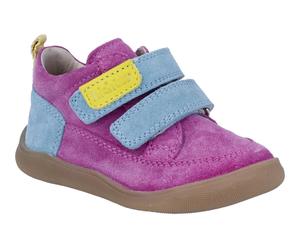 Barfußschuh RICHTER "Samy", Jungen, Gr. 26, pink fuchsia kombiniert, Glattleder, Veloursleder, Colorblocking, kontrastfarbene Details, Schuhe Barfußschuh, Kinderschuh im Konstrastlook, Größenschablone