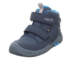 Barfußschuh SUPERFIT "TRACE, WMS: mittel", Mädchen, Gr. 26, blau, Lederimitat, Textil, unifarben, Schuhe Barfußschuh, Klettboots mit Wechselfußbett, Größenschablone zum Download (85049905-26) blau