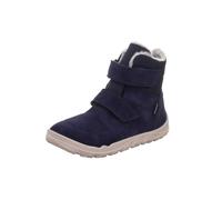 Barfußschuh SUPERFIT "WALDERI, WMS: weit", Jungen, Gr. 34, weiß (dunkelblau), Veloursleder, Schuhe Barfußschuh, Klettboots mit Fellimitat am Schaftrand, Größenschablone zum Download (16196319-34) dunk
