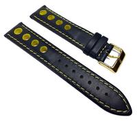 Barington Racing Uhrenarmband Leder mit Lochmuster schwarz/ gelb 22210G