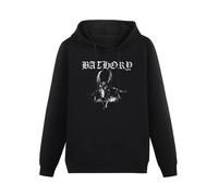 BARLOTUS Bathory Goat Black Metal Band Men's Hoodies Graphic Pullover Sweatshirts Unisex Black Printed Hooded M