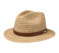 Stetson Traveller Raffia Strohhut mit Ledergarnitur, Natur (7) 60-61 cm (XL)