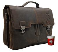 BARON of MALTZAHN Aktentasche Aktenmappe TYCHO BRAHE aus braunem Büffel-Leder + Lederpflege