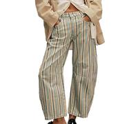 Barrel Jeans Damen Cropped Baggy Y2K Weitem Bein Jeanshose Boho Sommerhose Sommer Denim Hose Damenjeans Lockere Wide Leg Boyfriend Jeanshosen Mit Taschen
