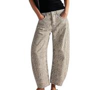 Barrel Jeans Damen Cropped Baggy Y2K Weitem Bein Jeanshose Boho Sommerhose Sommer Denim Hose Damenjeans Lockere Wide Leg Boyfriend Jeanshosen Mit Taschen