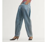 BARREL-JEANSHOSE, HOHER BUND Worn Blue Denim 28-30